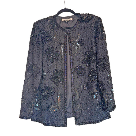 Vintage‎ Niteline Della Roufogali Silk Beaded Evening Jacket Glam Party Formal - Picture 1 of 16